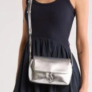 Rebecca Minkoff Silver Leather Flap Crossbody Bag - New Without Tags